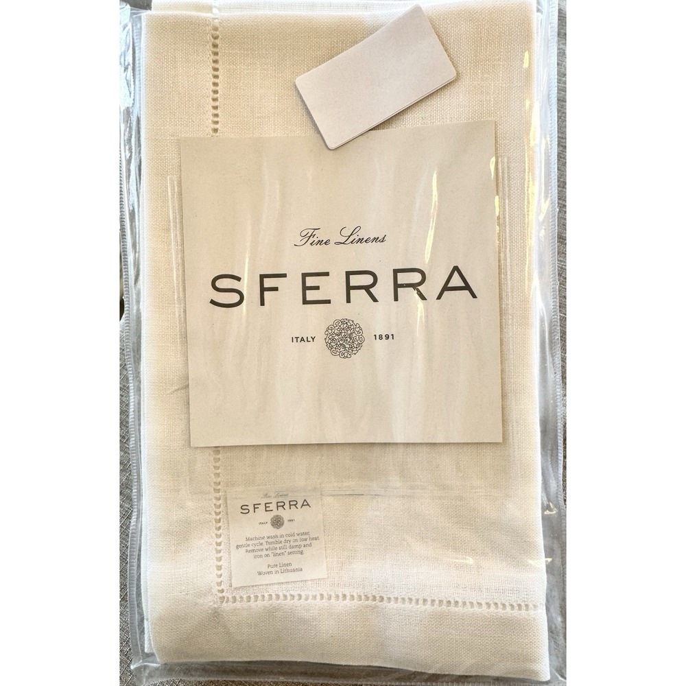 Sferra 902 Festival Linen Dinner Napkins White 20x20 Set of 4 NIP